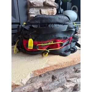 Vintage Mountainsmith Tour Lumbar Pack Black Red Hiking Waist Bag USA Gorpcore